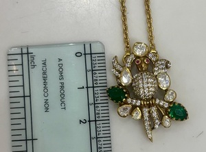 Parure Collier et Boucles d'Oreilles Plaqué Or pour Femme, Motif Paon, Strass en Cristal, Design Animal Vintage, Bijoux de Soirée, Pierre Polki Blanche Vintage - Product Image 1