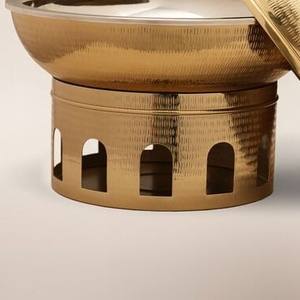 Round Hammered Gold Chafing Dish Luxury Brass <b>Buffet</b> <b>Food</b> <b>Warmer</b> With Dome Lid & Arched Base For Hotel Catering Ramadan Supplies - Product Image 5