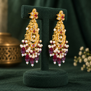 Boucles d'oreilles pendantes en perles multicolores plaquées or, vente en gros, fabricant en gros - Product Image 5