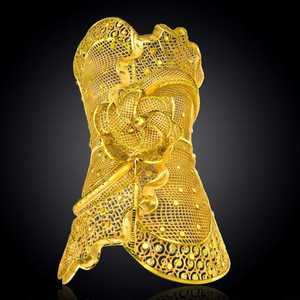 กำไลข้อมือทองเหลืองลายฉลุสไตล์ตุรกีขายส่ง ชุบทอง 14K/18K/24K ดีไซน์ลายดอกไม้ฉลุลายละเอียดกว้าง - Product Image 6