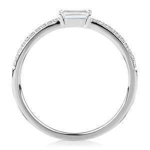 0.39 CT Emerald Cut Lab Grown Diamond Engagement <b>Ring</b> Pave Band 14K Rose Gold <b>Thin</b> IGI Certified Rhodium Plated Minimalist - Product Image 4