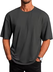 High Quality 100% Polyester Men's Oversized Short Sleeve T-Shirt with Front Custom Brand <b>Logo</b> Printing Summer - Product Image 2