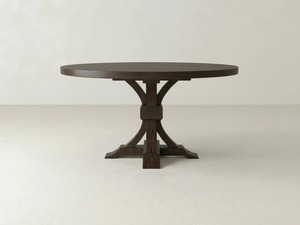 Modern Classic <b>Solid</b> <b>Wood</b> Round Dining <b>Table</b> with Unique Pedestal Base Dark Finish for Dining Room Restaurant Hotel Project Furn - Product Image 4
