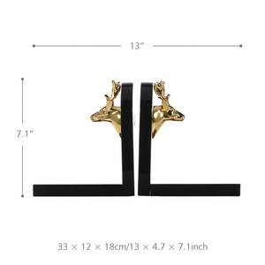 Book Decorated with Golden Deer Head Art Wooden Bookend Elegant Study Room Office <b>Desk</b> <b>Ornament</b> - Product Image 3