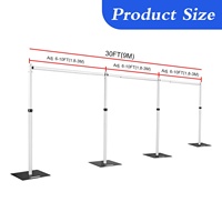 Kit de support de toile de fond portable et réglable en tuyaux et draperies de 30' de large x 10' de haut pour la décoration murale de mariages, fêtes et événements