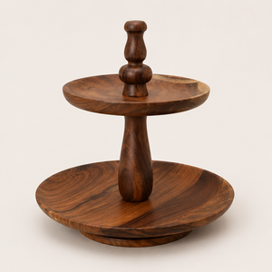 Modern 2 Tier Solid Acacia Wood Cake <b>Stand</b> Handcrafted Tiered <b>Cupcake</b> <b>Stand</b> for Wedding Parties Home Decor & Dessert Display - Product Image 4