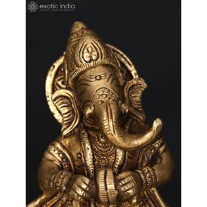 Sculpture en laiton de Ganesha de petit seigneur dansant de 6 pouces fabriquée à la main en Inde - Product Image 3