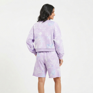 Ensemble de survêtement pour femmes à manches longues et shorts sublimés, coupe ample avec poches latérales, décontracté, hiver, 100% polyester polaire - Product Image 5