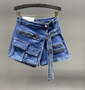 Trendy Women's <b>Denim</b> Shorts Boot Cut Quick Dry Mid Waist Vintage <b>Stretch</b> Pocket Jeans for Winter - Product Image 6