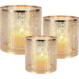 Luxurious Golden Metal Christmas <b>Tree</b> Candle Holder Set Hollow Out Circular Lattice Star Tea Light <b>Stand</b> For Holiday Home Table - Product Image 4