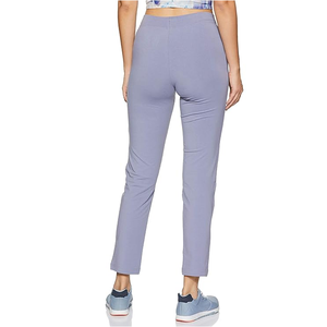 Pantalon droit décontracté pour femme, taille haute, bleu chiné, grande taille, avec cordon de serrage, longueur complète - Product Image 6