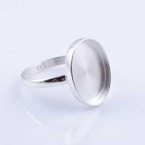 925 Sterling Silver Oval Blank Ring Semi Mount Bezel Setting for Oval Cabochon Gemstones <b>Keepsake</b> Breastmilk Resin Wholesale DIY - Product Image 3