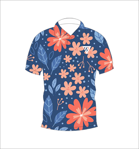 Polo con estampado floral azul marino para hombre, camisa de golf informal de manga corta para verano - Product Image 1