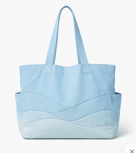 Sacs fourre-tout en coton personnalisés en gros, sacs à main en coton vierge pour femmes, sacs de plage en toile avec poche décorative - Product Image 3
