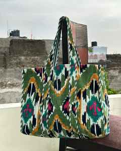 Sac fourre-tout en velours imprimé, sacs fourre-tout en velours imprimés, sac fourre-tout de shopping - Product Image 4