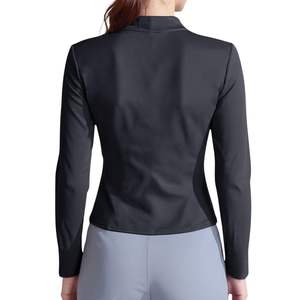 Chaqueta Deportiva Gris Carbón para Mujer, de Alta Elasticidad, Cierre Completo, Corte Ajustado, Manga Larga, para Yoga, Gimnasio y Deportes - Product Image 2