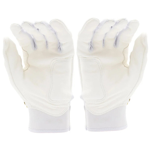 Premium All White Real Leather Baseball Batting Gloves Heavy Duty Padded Palm Protective Custom Soft T-Ball Grip Gloves - Product Image 2
