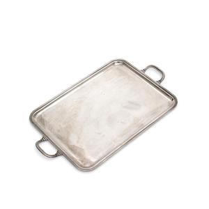 Bandeja rectangular de metal para servir con asas, acabado pulido, para uso residencial, hogar y bodas, bandeja de aluminio para servir. - Product Image 1