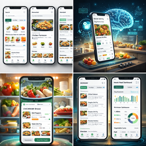 แอปพลิเคชันมือถือสร้างสูตรอาหารด้วย AI ขั้นสูง วางแผนเมนูอัจฉริยะ สูตรอาหารตามส่วนผสม ติดตามคุณค่าทางโภชนาการ แดชบอร์ดผู้ดูแล - Product Image 2