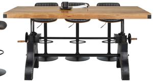 Table à manivelle industrielle avec plateau en bois de manguier massif, réglable en hauteur, pour salle à manger, comptoir, bar, maison, hôtel, cuisine - Product Image 4