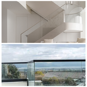 Chuanlan Terrace Deck <span class=keywords><strong>Balustrade</strong></span> en <span class=keywords><strong>verre</strong></span> sans cadre Main courante intérieure et extérieure à canal en U pour escaliers et balcon Design moderne - Product Image 6