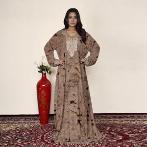 Jalabiya BSY Premium con Bordado en el Cuello, Kaftán Árabe de Lujo, Vestido Abaya para Mujer, Vestido Islámico Modesto para Ramadán, Vestido Diario Largo - Product Image 1