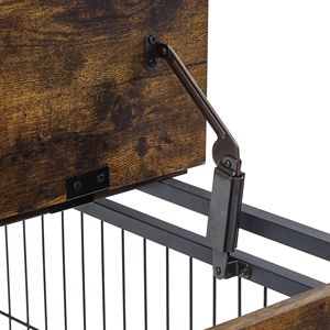 ตู้สัตว์เลี้ยงสไตล์เฟอร์นิเจอร์สำหรับตั้งแคมป์ สีน้ำตาลแบบเรียบง่าย ขนาด 31.50 นิ้ว (กว้าง) x 22.05 นิ้ว (ลึก) x 25 นิ้ว (สูง) พร้อมประตูคู่ ฝาเปิดขึ้นได้ มีล้อ - Product Image 2