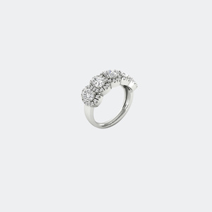 แหวนประดับหินห้าเม็ดทรงกลมรูปไข่ 2.45 กะรัต ฝังแบบ Pave Prong Set - Product Image 5