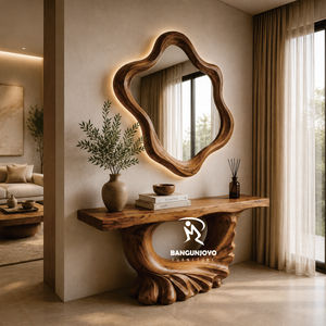 Trendy Modern Wooden <b>Console</b> <b>Table</b> & Modern Mirror Wall Decor - Product Image 2