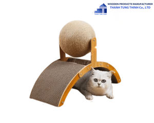 Round Wooden <b>Cat</b> <b>Scratching</b> <b>Post</b> With Sisal Ball Durable Indoor Pet Furniture All Seasons Use - Product Image 2