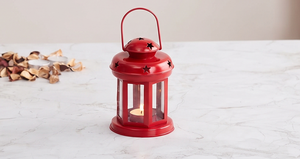 Farol Metálico Rojo con Panel de Vidrio y Asa para Colgar, Decoración Navideña para Hogar y Jardín - Product Image 5