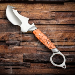 Cuchillo de caza y camping Guthook hecho a mano, acero Sunstone D2, mango de resina, funda de cuero, regalo para él. - Product Image 3