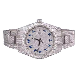 Montre Hip Hop pour homme, mécanique automatique certifiée, luxe, diamant naturel VVS, moissanite, cuir, acier inoxydable - Product Image 1