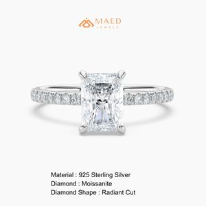<b>Silver</b> <b>Emerald</b> Cut Moissanite <b>Ring</b> Elegant Womens Engagement Jewelry Luxury Fashion <b>Ring</b> NYC Style Gift - Product Image 6