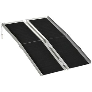 Rampa per sedie a rotelle portatile in alluminio nero 4ft con superficie antiscivolo per scale a gradini - Product Image 1