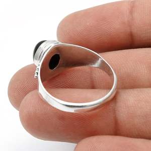 Bague éternité en argent sterling 925 de haute qualité avec pierre précieuse onyx noir taille ovale, bijou fin classique de style bohème - Product Image 5