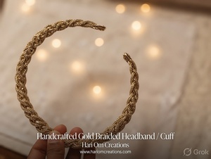 Handmade Gold <b>Braided</b> Headband Crown - Boho Celtic Woven Hair Band Minimalist Statement Hair <b>Accessory</b> Wholesale - Product Image 3