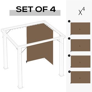 Set di Pareti Laterali Universali per Gazebo 3x3m con 4 Pannelli e 40 Ganci/Anelli a C per Pergole e Cabane, Marrone per Cortili - Product Image 4