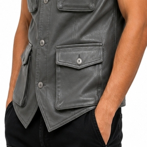 Custom Men's Genuine Leather Winter Breathable <b>Vest</b> <b>Utility</b> Design Comfort Fit Custom Made Multi Pocket Premium Quality - Product Image 5