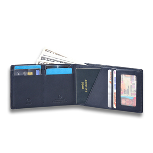 Elegant Navy Blue Genuine Leather <b>Mens</b> <b>RFID</b> Shield <b>Wallet</b> Chain Style Waterproof Card Storage Bifold <b>Wallet</b> Premium Handcrafted - Product Image 4