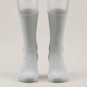 <b>Crew</b> <b>Socks</b> Solid White 100% Cotton Breathable Knitted Regular Fit Adults Daily Casual Spring Wear - Product Image 1
