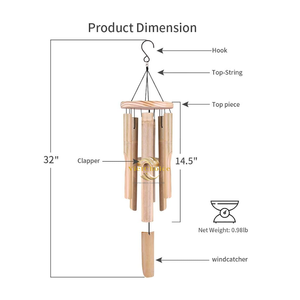 Carillons éoliens en bambou écologiques, faits à la main, décoration suspendue d'extérieur pour jardin, vente en gros - Product Image 4
