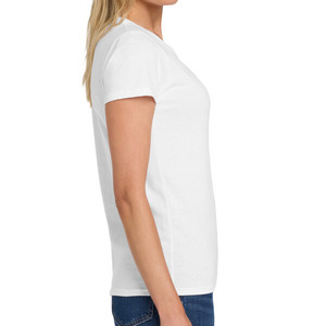 <b>Women's</b> <b>White</b> Crew Neck <b>Short</b> <b>Sleeve</b> T-<b>Shirt</b> 100% Cotton Jersey Breathable Casual Fit Regular Length Print Logo 220g - Product Image 4