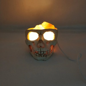 Lampe de nuit USB à intensité variable avec motif de crâne, lampe en sel de cristal de l'Himalaya, forme solide, raffinée au Pakistan, emballage en sachet/bouteille - Product Image 3