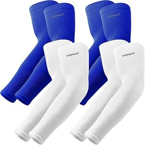 Manchons de compression rafraîchissants de couleur unie pour hommes, bleu et blanc - Product Image 1