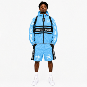 Windbreaker Set Men 2 Piece Windbreaker Set Streetwear Outerwear Sets Full-<b>Zip</b>-Up <b>Hooded</b> Jacket Shorts Men’s - Product Image 1