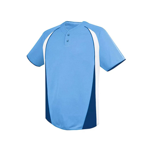 Ensemble de vêtements de baseball pour hommes, bleu clair et blanc, manches courtes, tissu respirant en polyester, pantalon assorti - Product Image 4