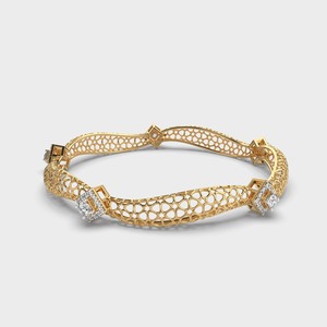 Brazalete de Diseño con Diamantes Redondos Cultivados en Laboratorio, Certificados por IGI, en Oro Amarillo/Blanco/Rosa de 14K con Detalles de Halo - Product Image 1