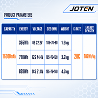 Batterie LiPo JOTEN 16000mAh 6S 22.2V 25C à décharge élevée pour pulvérisateur agricole, drone UAV XT90, fournisseur OEM ODM en gros