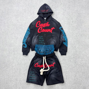 Conjunto de Chándal Corto de Moda Personalizado para Hombre, Conjunto de Sudadera con Capucha Gruesa de Calidad, Pantalones y Sudadera con Capucha de Peso Pesado, Chándal con Lavado Ácido - Product Image 6